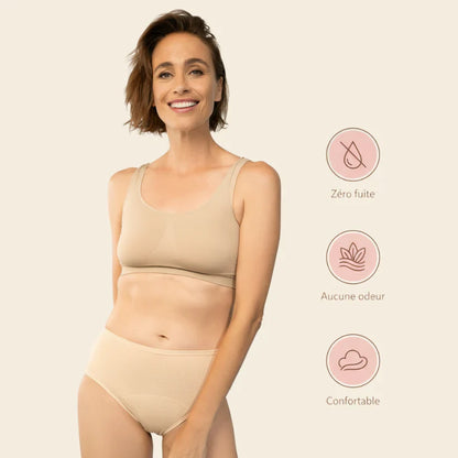 Culotte Anti-Fuite Taille Haute en Dentelle